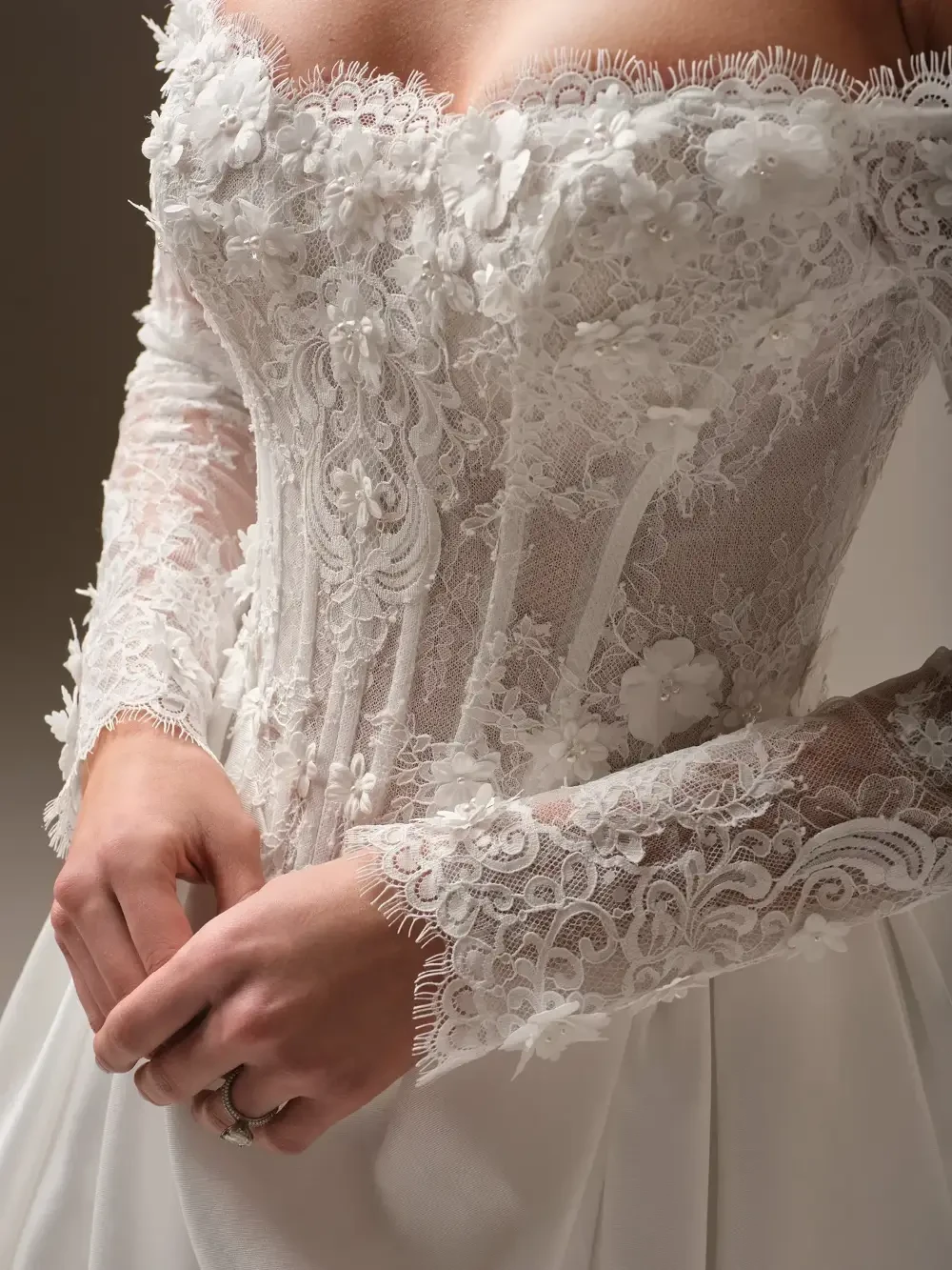Luxury bridal Chantilly lace gown